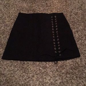 Black lace up skirt